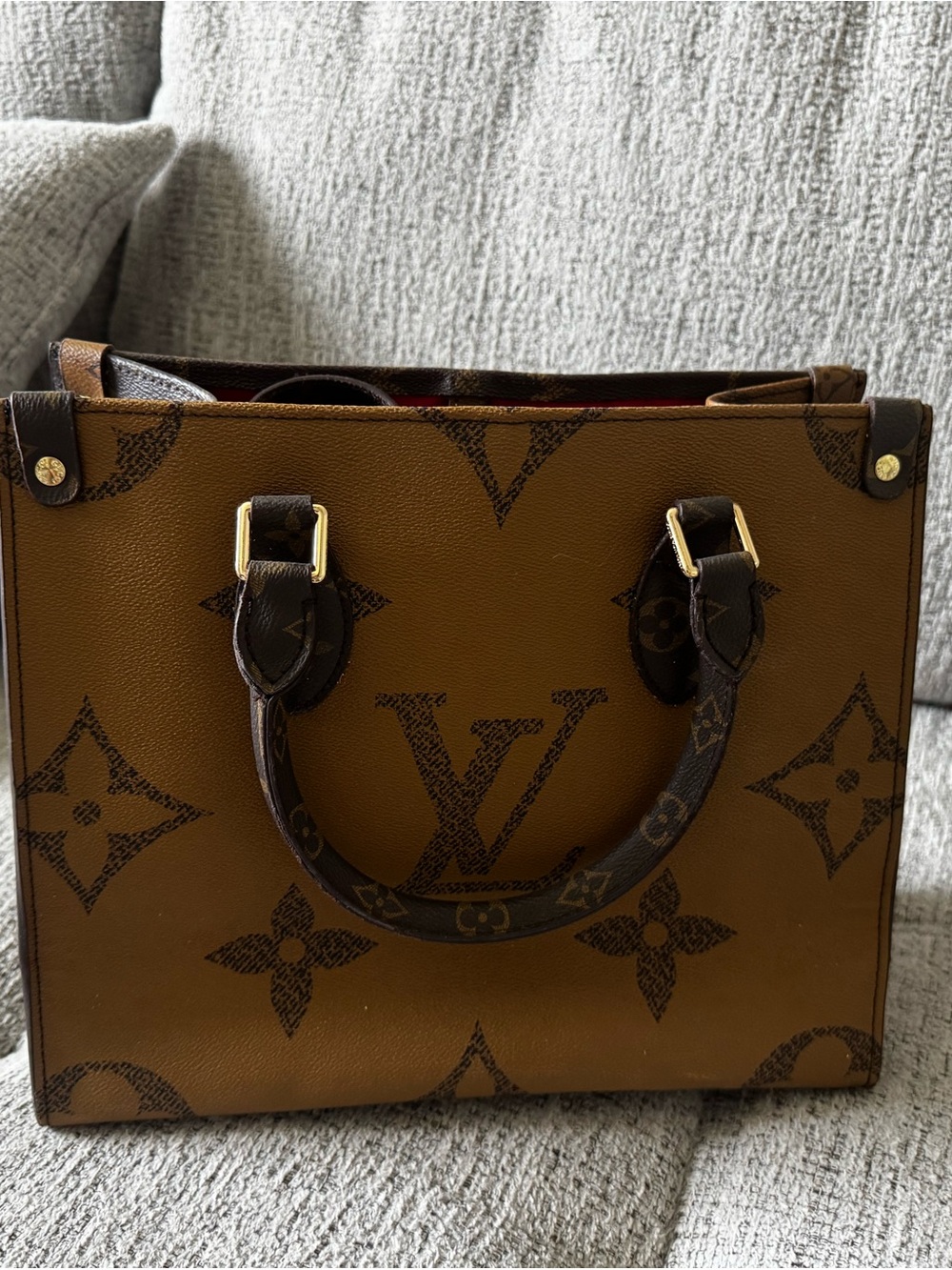Louis Vuitton Monogram Canvas Small Top Handle Satchel in Brown and Gold - Picture 2 of 3